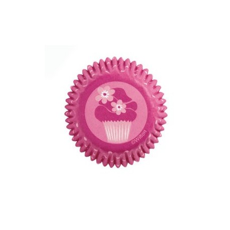 SET 100 CÁPSULAS MINI CUPCAKES ROSA WILTON