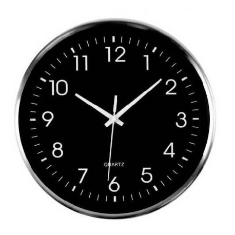 RELOJ PARED INOX NEGRO 