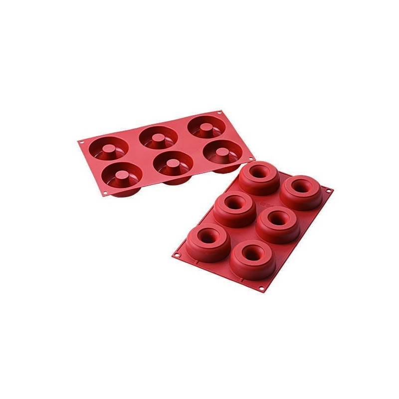 Molde de Silicona Rojo para Donuts de Lékué