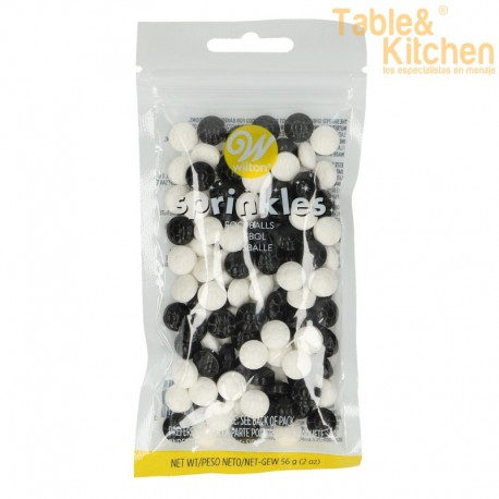 SPRINKLES BALONES DE FUTBOL BLANCO/NEGRO WILTON 56GR 