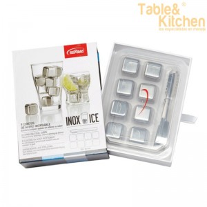 SET 8 CUBITOS DE HIELO INOX + PINZA