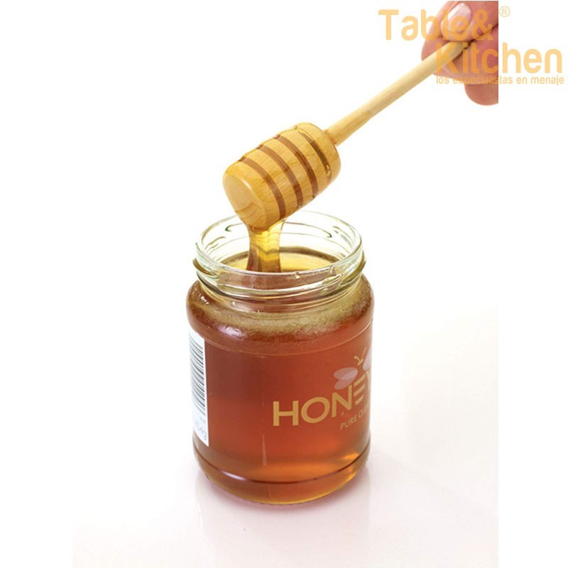 Mermelada Recipiente de Miel con Asa para Azúcar Salsa Bonito Dispensador de Miel de Cerámica para Almacenamiento Tarro de Miel con Cucharón de Madera y Tapa 2 oz 