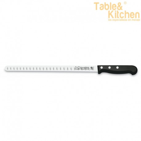 CUCHILLO JAMONERO ALVEOLADO 29CM 3 CLAVELES 