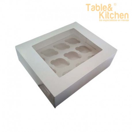 CAJA BLANCA PARA 12 CUPCAKES 