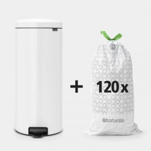 CUBO DE PEDAL NEWICON BRANCO BRABANTIA 30L + 120 BOLSAS DE PRESENTE - 4