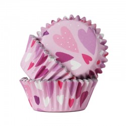 SET 30 CÁPSULAS DE CUPCAKES COM FORRO CORAÇÕES