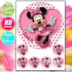 IMPRESSÃO COMESTÍVEL PARA BOLO + BISCOITOS MINNIE MODELO 001