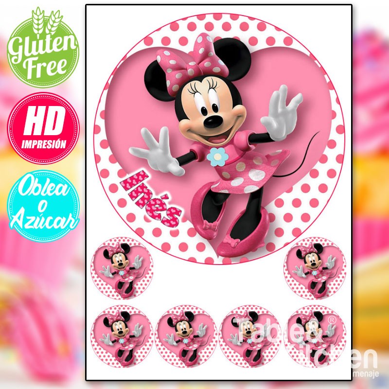 Oblea personalizada para tartas de Minnie disco – Chipanga Artículos  personalizados