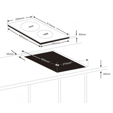 PLACA DE INDUÇÃO PORTÁTIL DUPLA 3100W LACOR