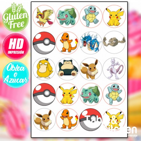 IMPRESSÃO COMESTÍVEL PARA BOLACHAS POKEMON MODELO 001