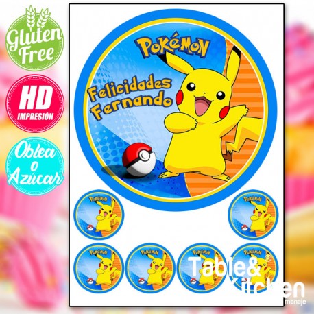 IMPRESSÃO COMESTÍVEL PARA BOLO + BOLACHAS POKEMON MODELO 004