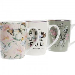 CANeca PORCELANA BORBOLETA CORES SORTIDAS