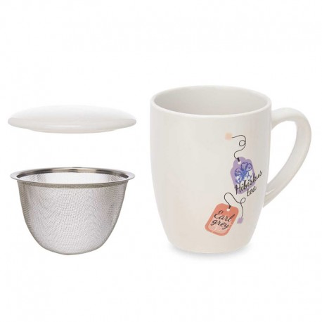 CANECA DE PORCELANA HERBAL C/ FILTRO SURT.