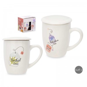 CANECA DE PORCELANA HERBAL C/ FILTRO SURT. - 2