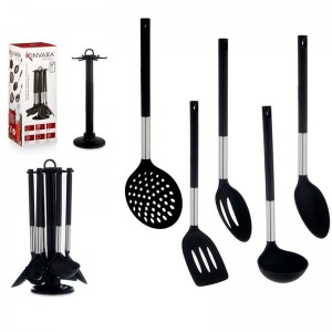 CONJUNTO 7 PEÇAS UTENSÍLIOS DE COZINHA PRETO PRATA - 3