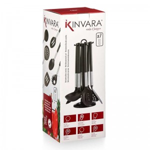 CONJUNTO 7 PEÇAS UTENSÍLIOS DE COZINHA PRETO PRATA - 4