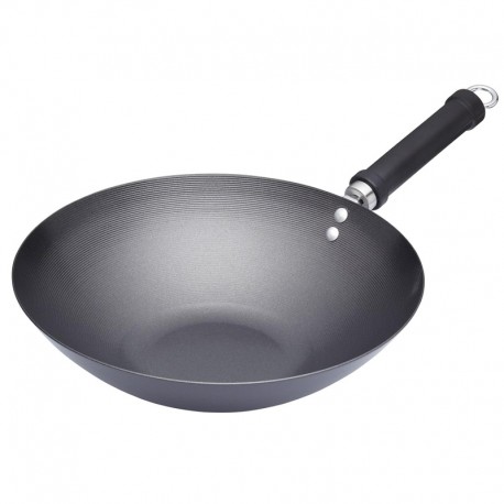 WOK ANTIADERENTE KITCHENCRAFT AÇO CARBONO 30CM