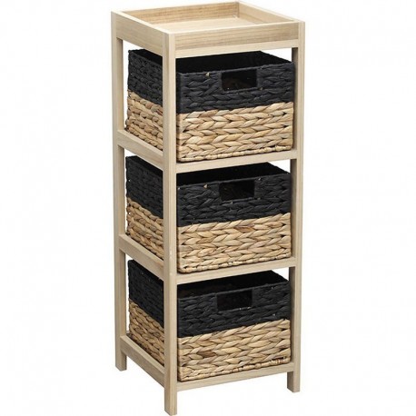 MUEBLE AUX. 3 CESTAS NEGRO/NATURAL 30x30CM