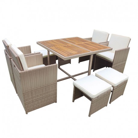 CONJUNTO DE 9 MUEBLES PARA JARDIN CUBO JAVA