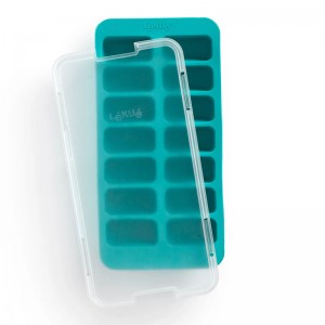 TRAY HIELO RETANGULAR TURQUESA COM TAMPA LEKUE - 1