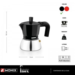 CAFETEIRA 3 XÍCARAS INDUCTION INOX BLACK - 3