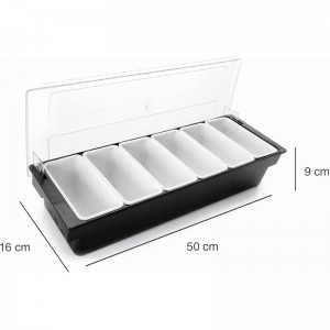 CONTENEDOR DE CONDIMENTOS C/TAPA 6 CAVIDADES - 2