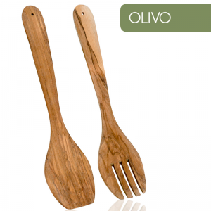 CUBIERTOS PARA ENSALADA MADERA DE OLIVO - 1