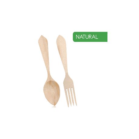 SET CUCHARA + TENEDOR MESA MADERA