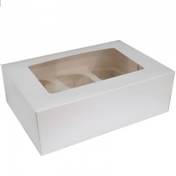 CAJA PARA 6 CUPCAKES BLANCA