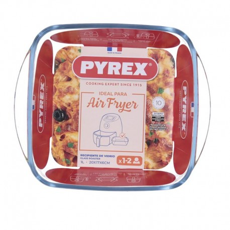 PRATO DE VIDRO QUADRADO 20X17CM AIRFRYER PYREX