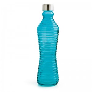 GARRAFA DE VIDRO 1L C/T LINE AZUL QD - 1