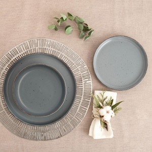 CONJUNTO DE LOUÇA CERÂMICA12 PEÇAS CINZA DUNA QD - 3