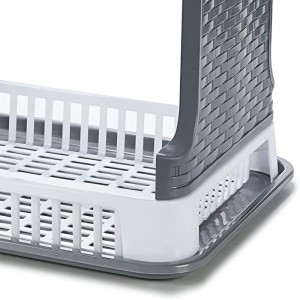 ESCORREDOR DE PRATOS  PLASTICO RATTAN BRANCO - 5