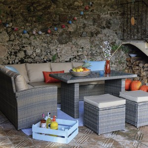 CONJUNTO PARA JARDIN BALI 2 SOFÁS+MESA ALTA+2 PUFS - 1