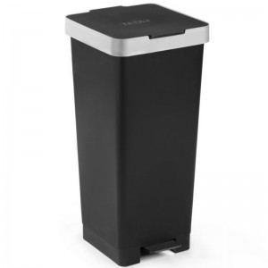 BALDE DO LIXO COM PEDAL 40L PRETO - 1