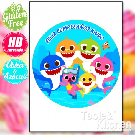 IMPRESION COMESTIBLE PARA TARTAS BABY SHARK MODELO 001