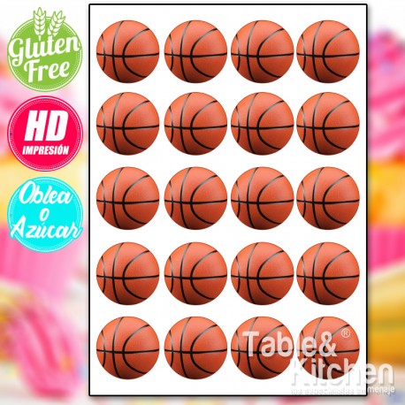 IMPRESIÓN COMESTIBLE PARA GALLETAS BALONES DE BALONCESTO MODELO 001