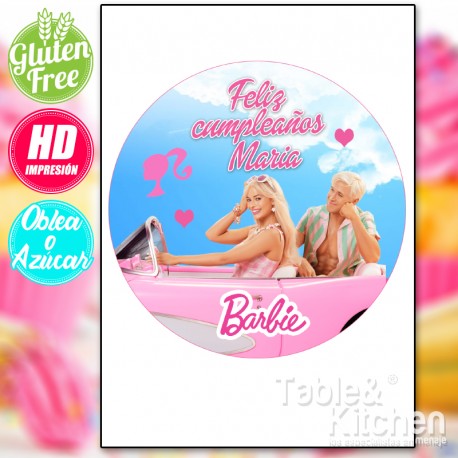 IMPRESIÓN COMESTIBLE PARA TARTAS BARBIE MODELO 004