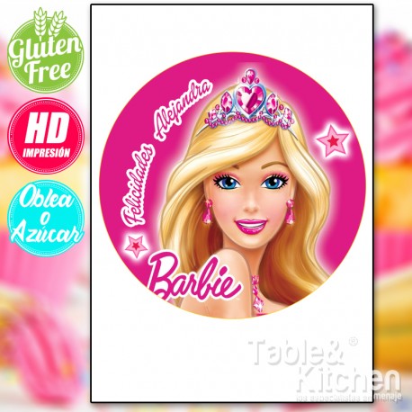 IMPRESIÓN COMESTIBLE PARA TARTAS BARBIE MODELO 005