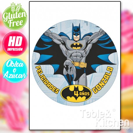 IMPRESIÓN COMESTIBLE PARA TARTAS BATMAN MODELO 001
