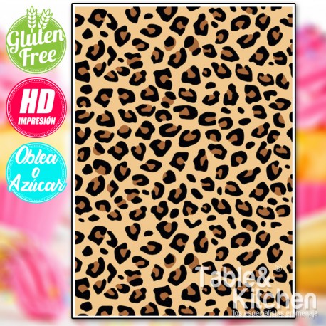 IMPRESIÓN COMESTIBLE PARA TARTAS ESTAMPADO LEOPARDO MODELO 001