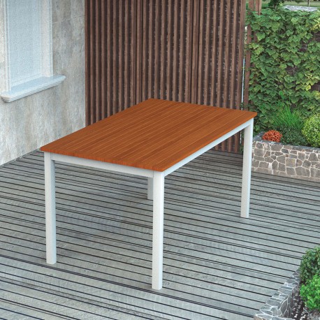 MESA JARDÍN SERIO OREGON ALUMINIO/MADERA 140X80XH75 CM